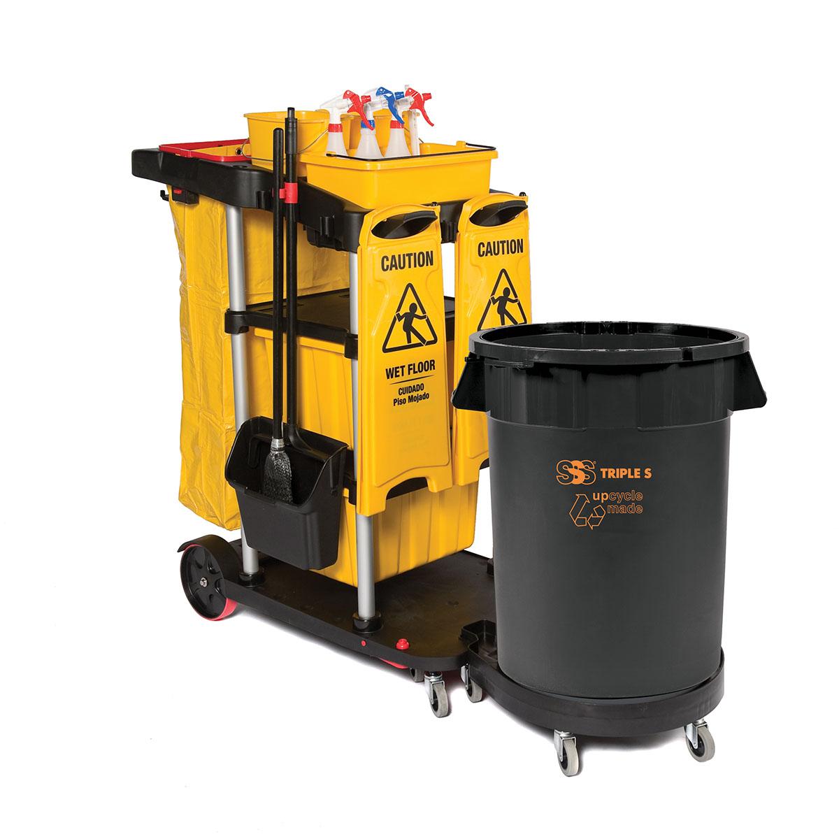 SSS Dock'n Lock Janitor Cart, 2-Shelf, 1/Cs. | Triple S