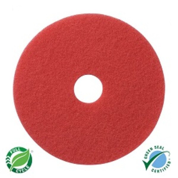 SSS 12" Red Spray Buff Floor Pad, 5