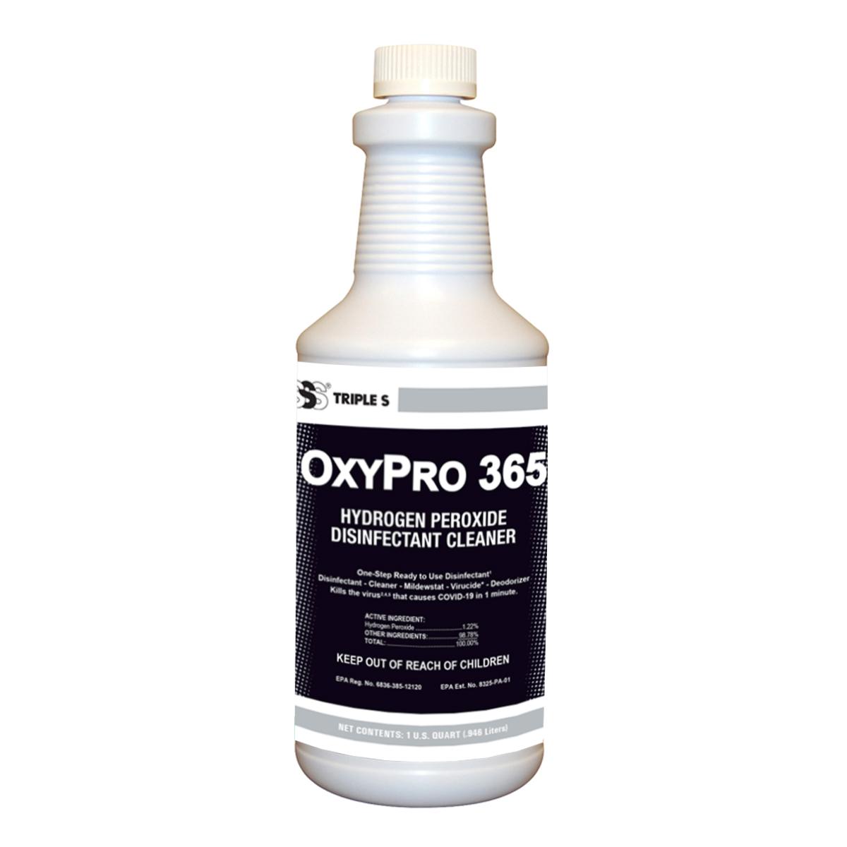 SSS OxyPro 365 Hydrogen Peroxide Disinfectant Cleaner, 1 Qt., 12/Cs.