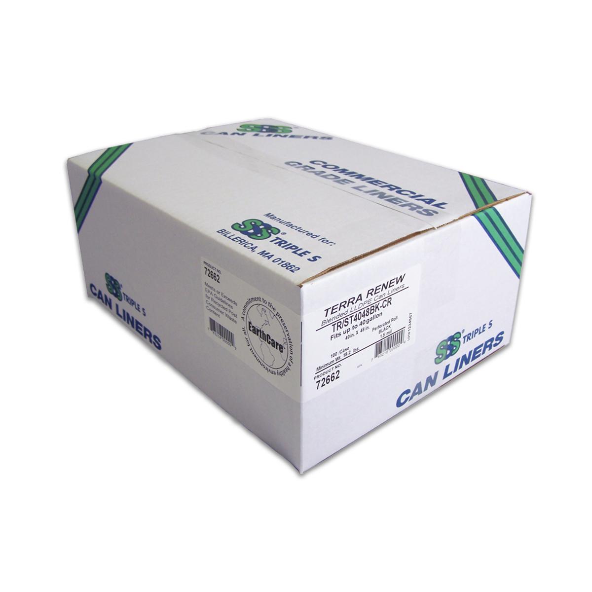SSS Can Liner TR/QL, 40x48, 2.00 Mil., Black, 10 rolls, 10 bags
